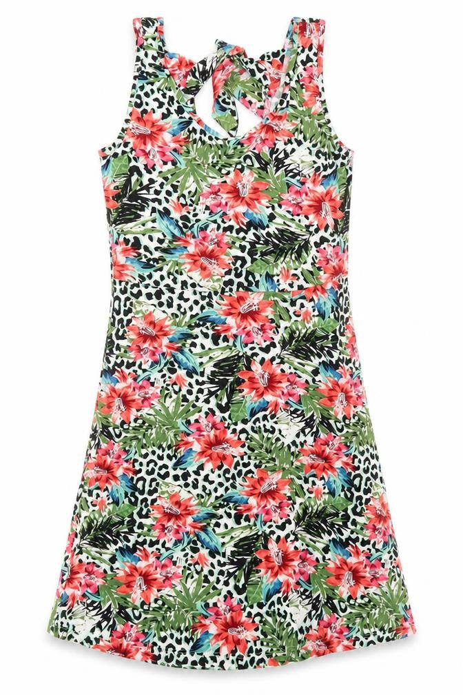 Front view of George women’s green animal print t-shirt dress, size XS