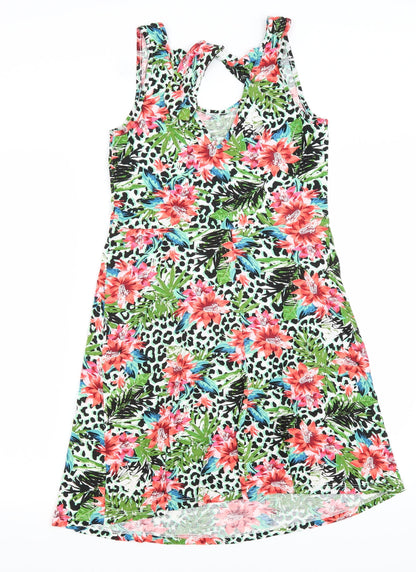 George Womens Green Animal Print  T-Shirt Dress  Size XS