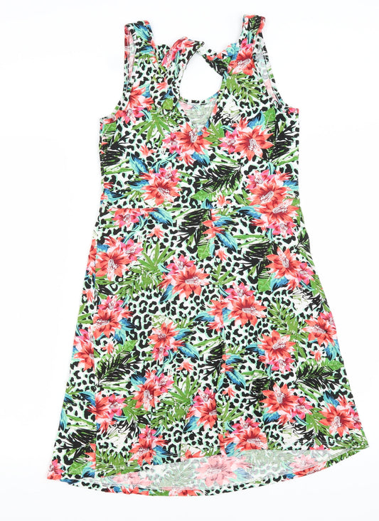 George Womens Green Animal Print  T-Shirt Dress  Size XS