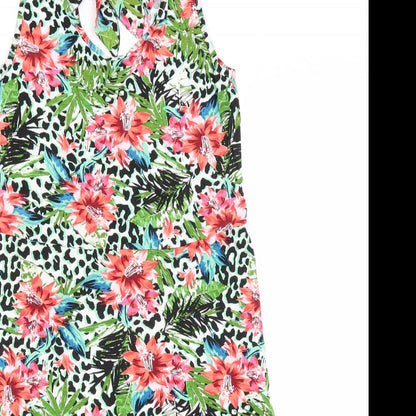 George Womens Green Animal Print  T-Shirt Dress  Size XS