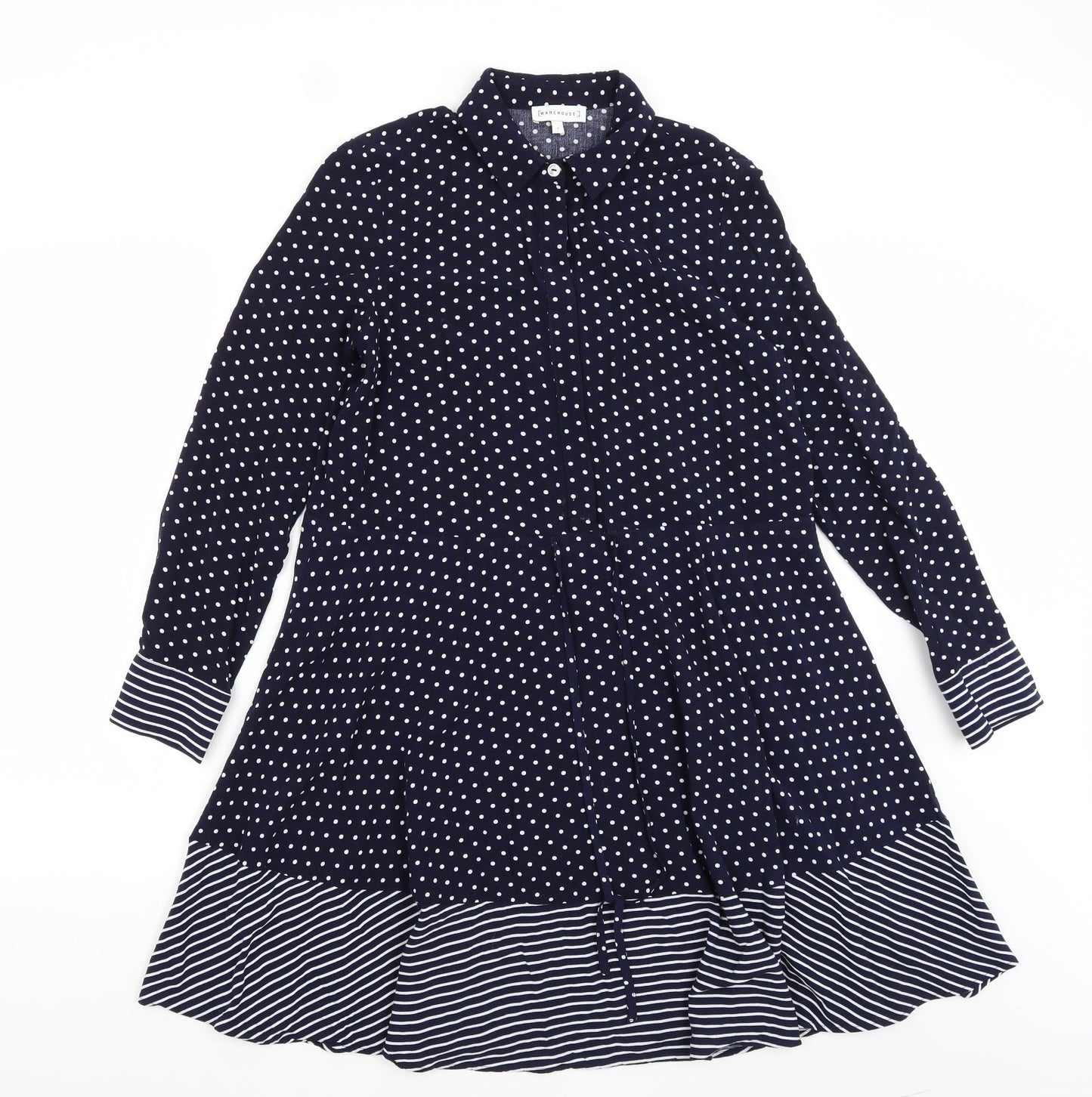 Warehouse Womens Blue Polka Dot  A-Line  Size 6