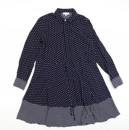 Warehouse Womens Blue Polka Dot  A-Line  Size 6