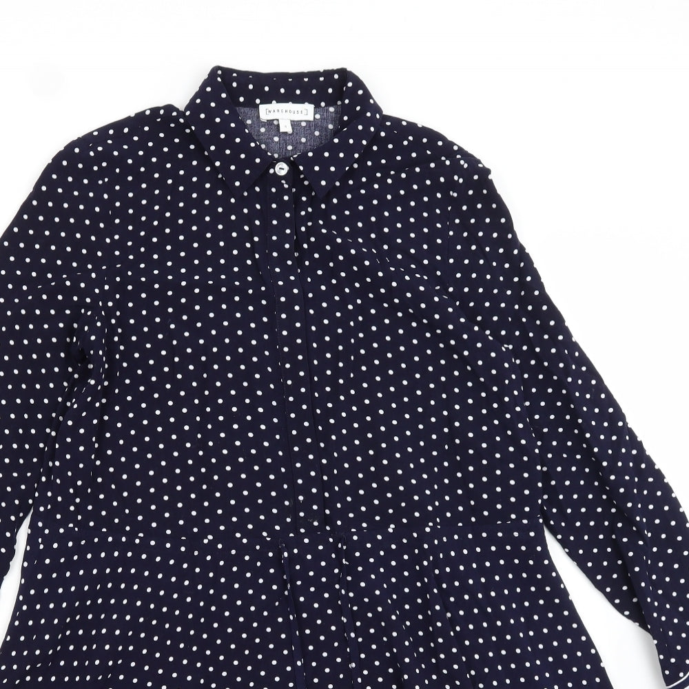 Warehouse Womens Blue Polka Dot  A-Line  Size 6