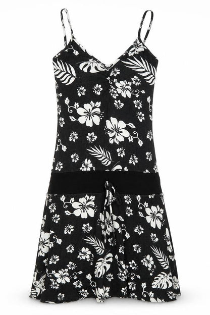 Front view of Multiply women’s black floral mini, size UK 10