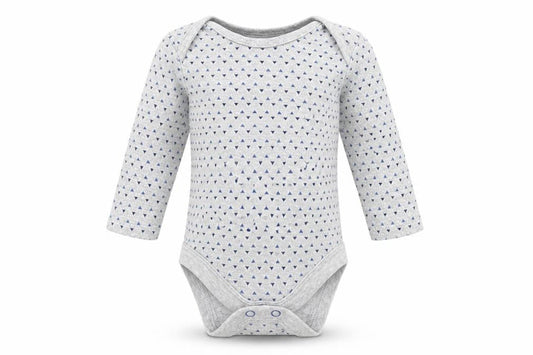 Front view of BHS Baby Grey Romper One-Piece, size 0-3, Months