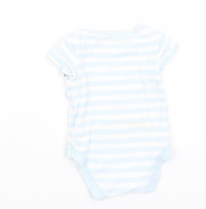 M&S Baby Blue Striped  Romper One-Piece Size 0-3 Months