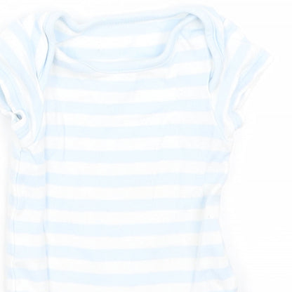 M&S Baby Blue Striped  Romper One-Piece Size 0-3 Months