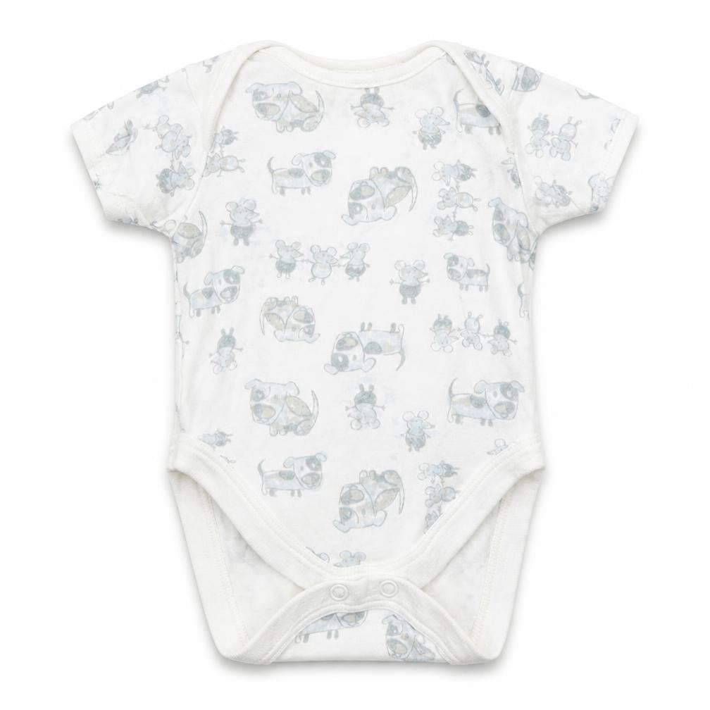 Front view of Next Baby White Romper One-Piece, size 0-3, Months - Dogs & Mice