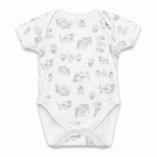 Front view of Next Baby White Romper One-Piece, size 0-3, Months - Dogs & Mice