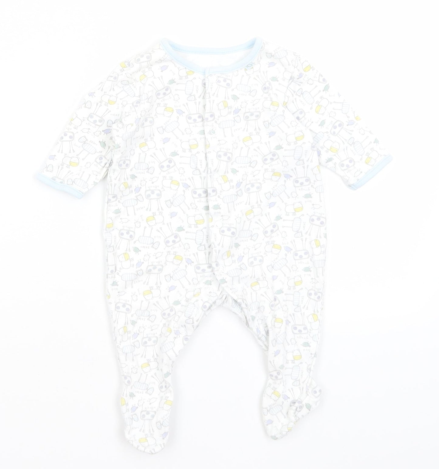 M&S Baby White   Babygrow One-Piece Size 0-3 Months  - Animals