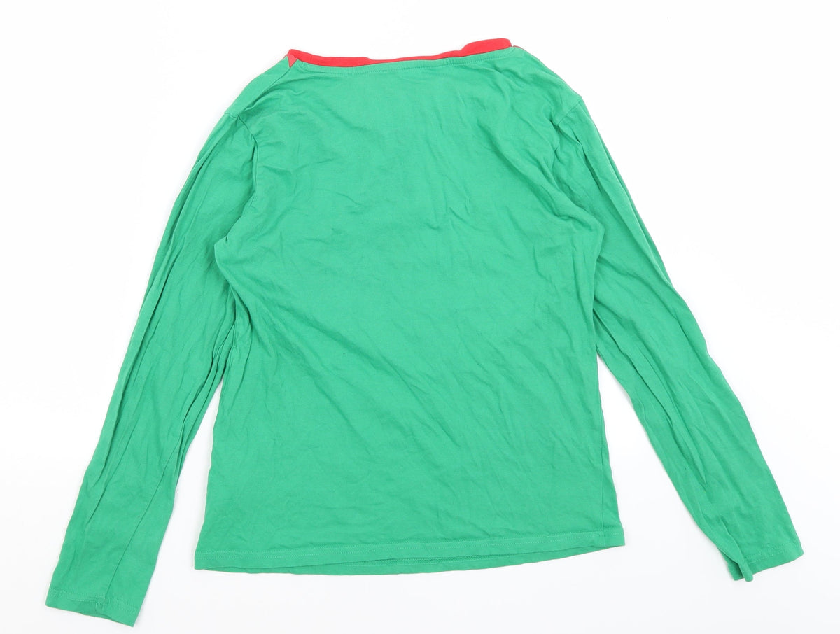 Back view of Made By Elves women’s green basic t-shirt, size UK 12, - mum elf