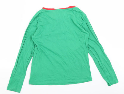 Back view of Made By Elves women’s green basic t-shirt, size UK 12, - mum elf