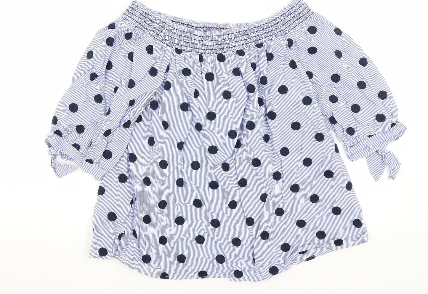 TU Womens Blue Polka Dot  Basic Blouse Size 8