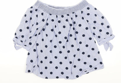 TU Womens Blue Polka Dot  Basic Blouse Size 8