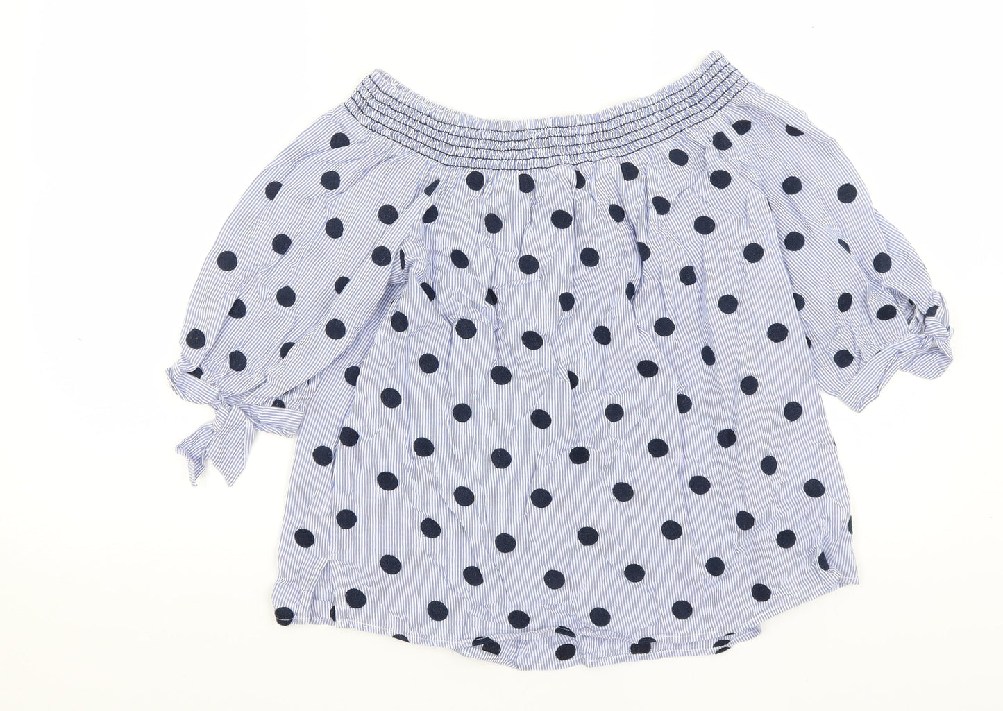 TU Womens Blue Polka Dot  Basic Blouse Size 8