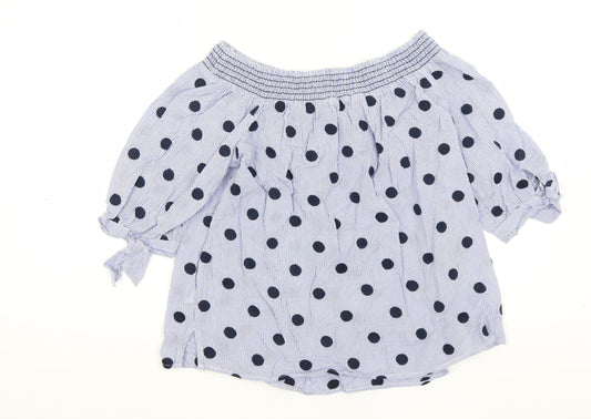 TU Womens Blue Polka Dot  Basic Blouse Size 8