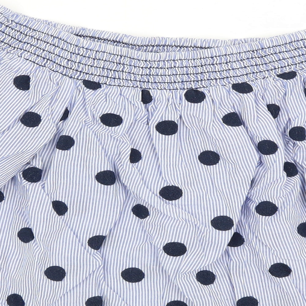 TU Womens Blue Polka Dot  Basic Blouse Size 8