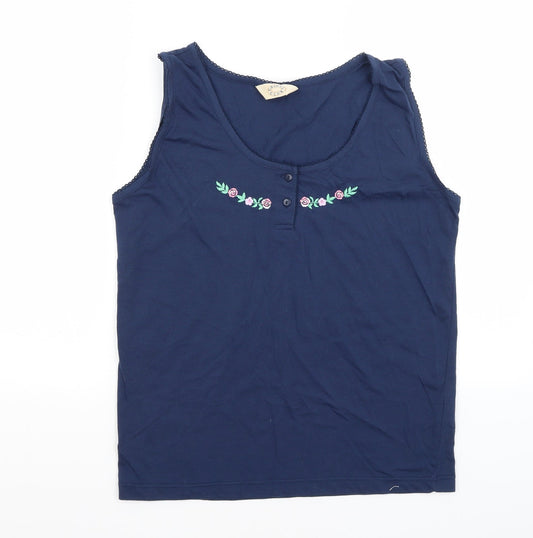 Womens UK Size L Casual Club Blue Basic Tank