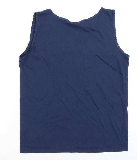 Womens UK Size L Casual Club Blue Basic Tank