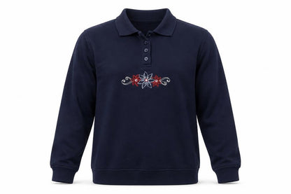 Front view of EWM boys’ blue floral jumper, size 14-15, years