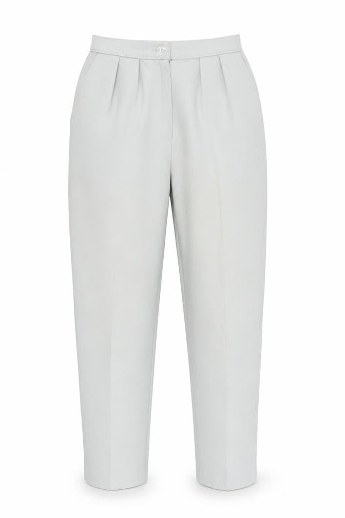 Front view of Littlewoods women’s green trousers, size UK 12, 27-inch leg