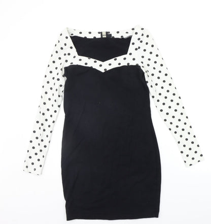 ASOS Womens Black Polka Dot  A-Line  Size 10