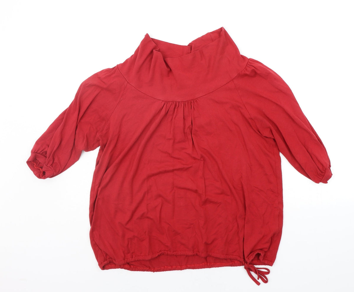 Additional front view of Jacqueline Riu women’s red basic t-shirt, size M