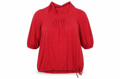 Front view of Jacqueline Riu women’s red basic t-shirt, size M