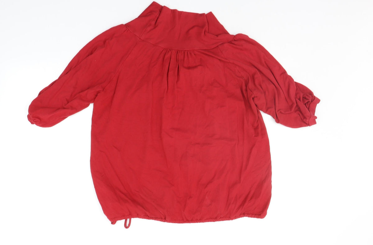 Back view of Jacqueline Riu women’s red basic t-shirt, size M