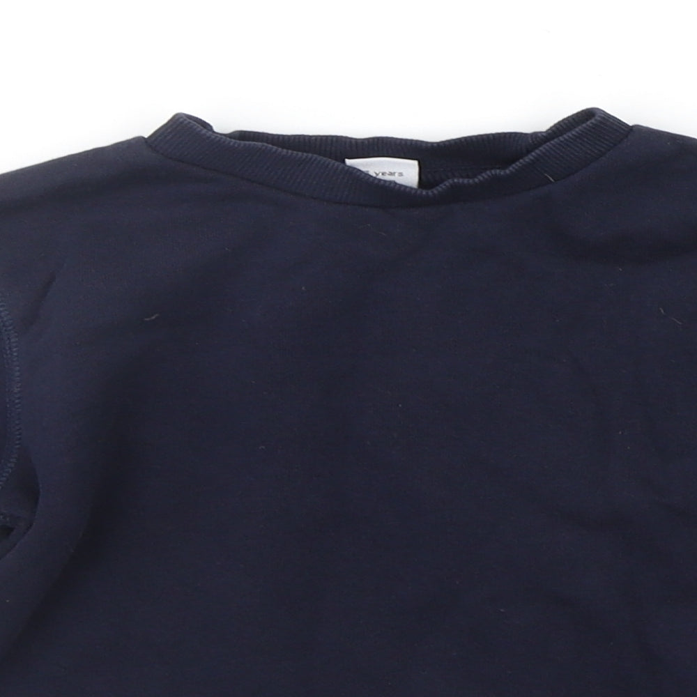 Close-up detail of Tu boys’ blue jumper, size 3, years