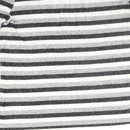 Brand and care label for Mountain Warehouse women’s grey striped jumper, size UK 6