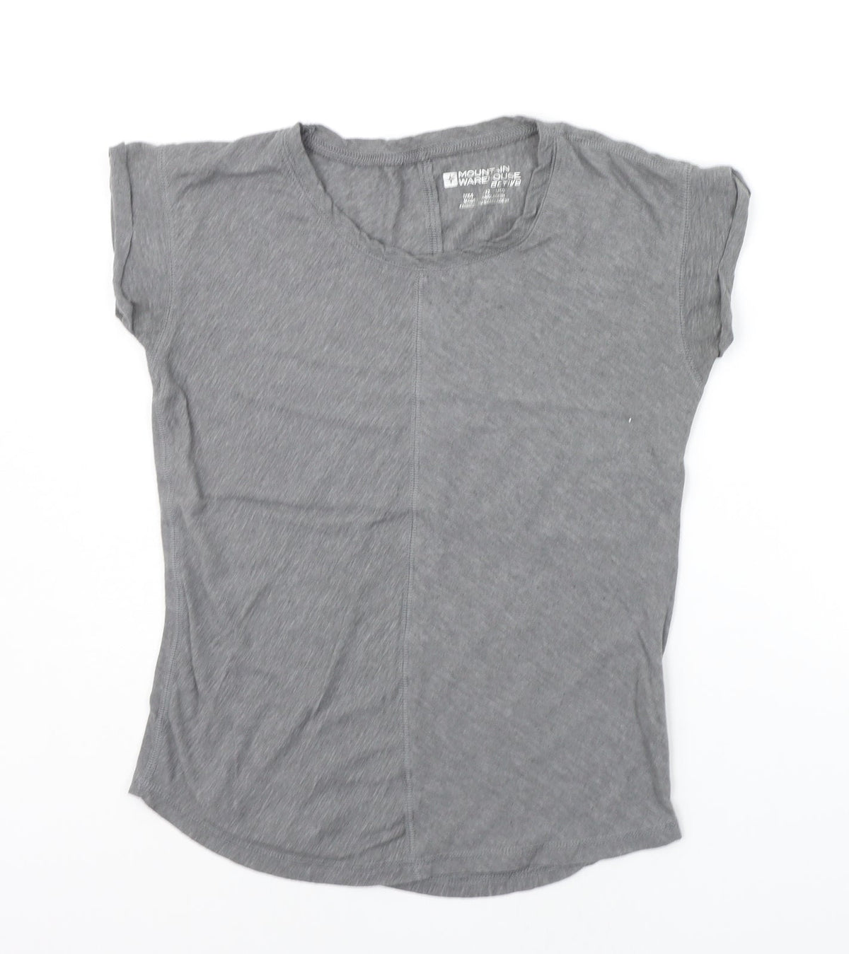 Additional front view of Mountain Warehouse women’s grey basic t-shirt, size UK 4