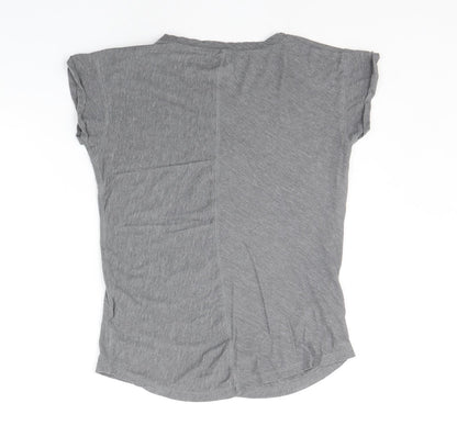 Back view of Mountain Warehouse women’s grey basic t-shirt, size UK 4
