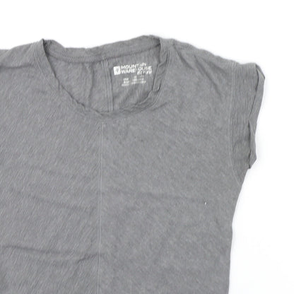 Close-up detail of Mountain Warehouse women’s grey basic t-shirt, size UK 4