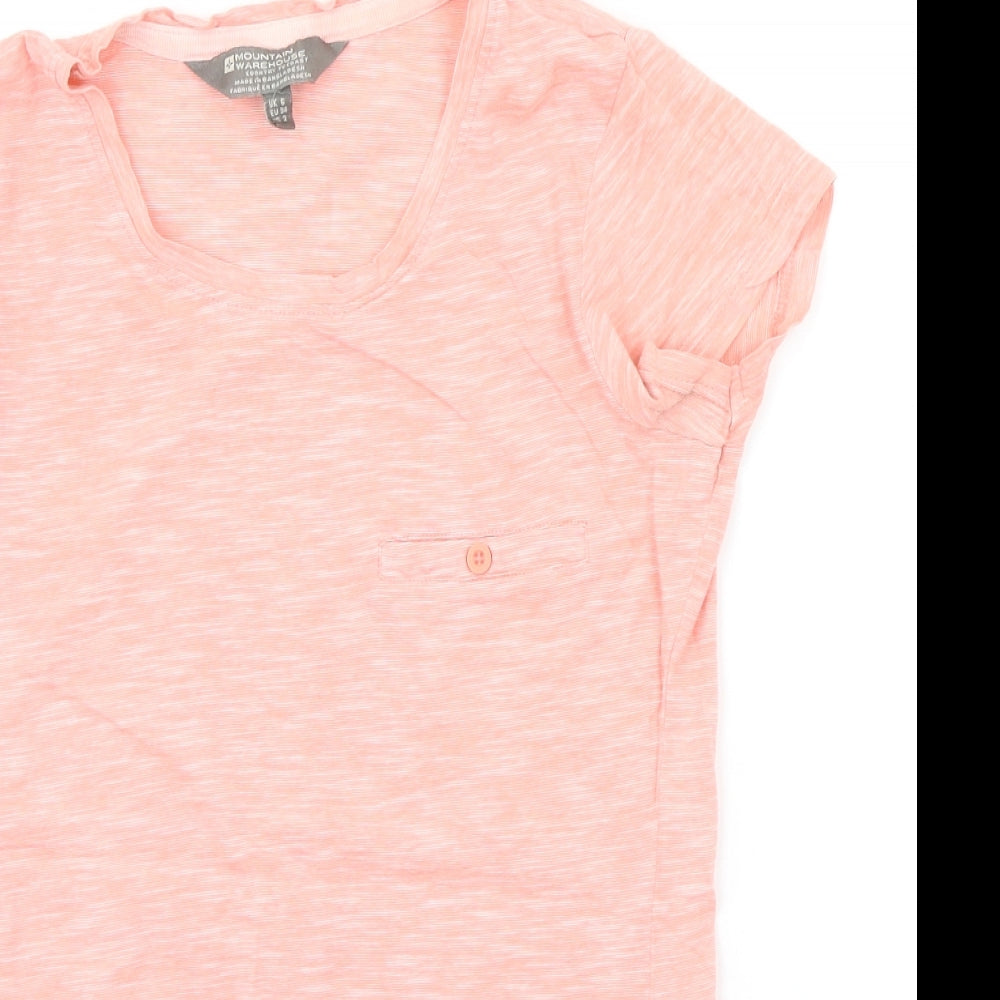 Close-up detail of Mountain Warehouse women’s orange basic t-shirt, size UK 6