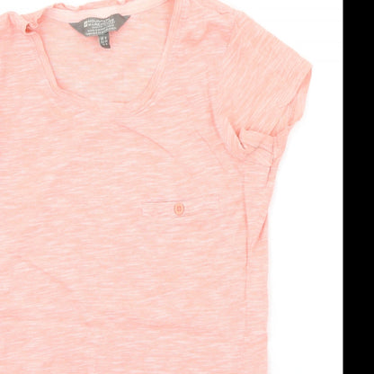 Close-up detail of Mountain Warehouse women’s orange basic t-shirt, size UK 6