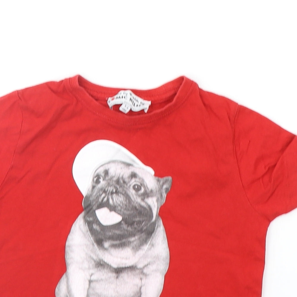 Comic Relief Boys Red   Basic T-Shirt Size 3-4 Years  - pug