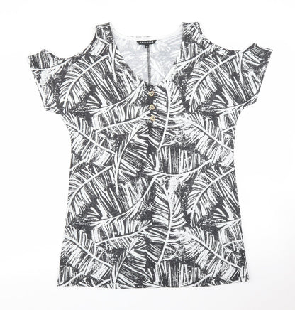 Womens UK Size 10 Peacocks Black Basic T-Shirt