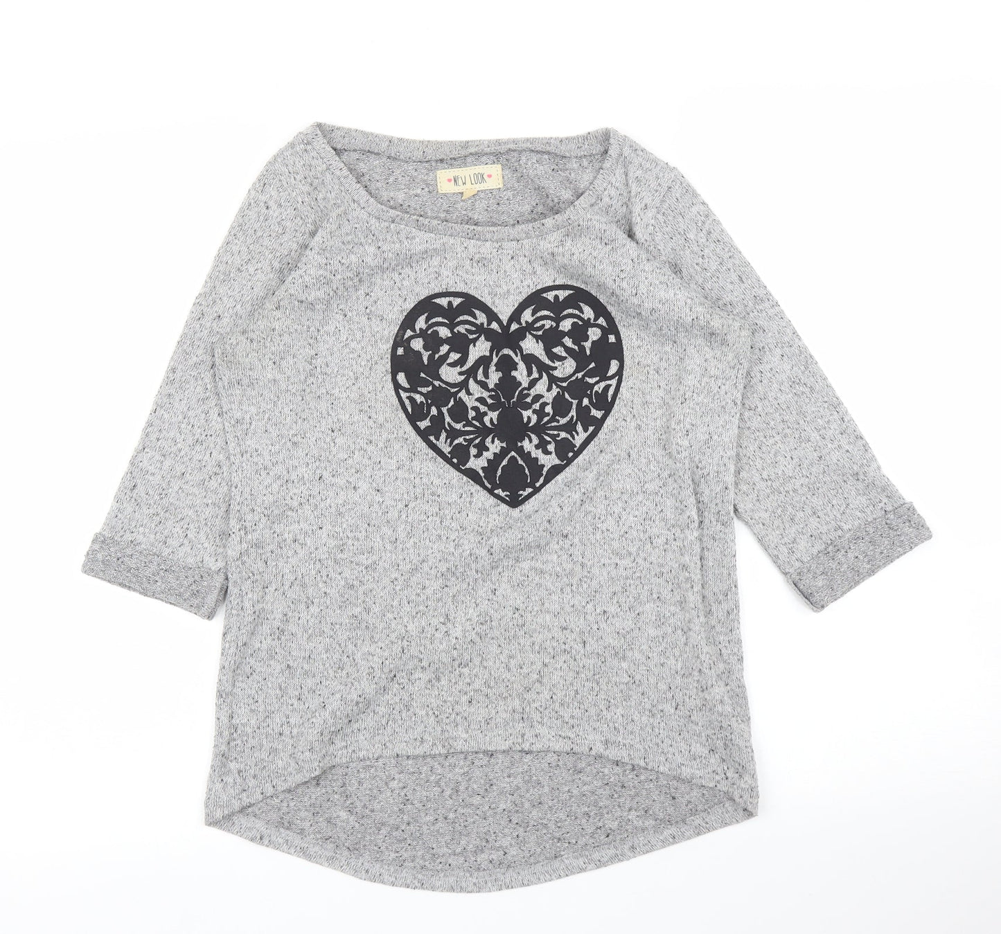 Womens UK Size 6 New Look Grey Basic T-Shirt