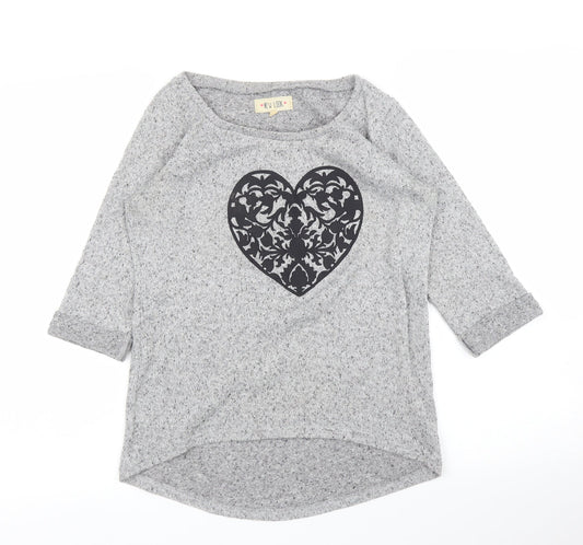 Womens UK Size 6 New Look Grey Basic T-Shirt