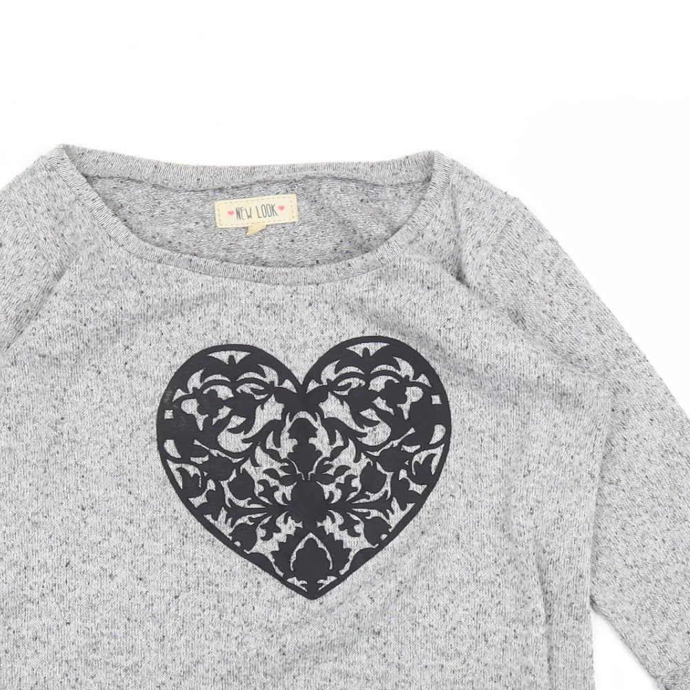 Womens UK Size 6 New Look Grey Basic T-Shirt