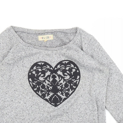 Womens UK Size 6 New Look Grey Basic T-Shirt