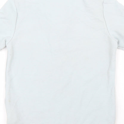 Brand and care label for Slazenger boys’ blue basic polo, size 7, years