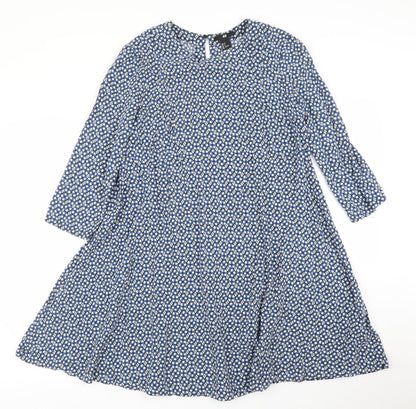 H&M Womens Blue Floral  A-Line  Size 10