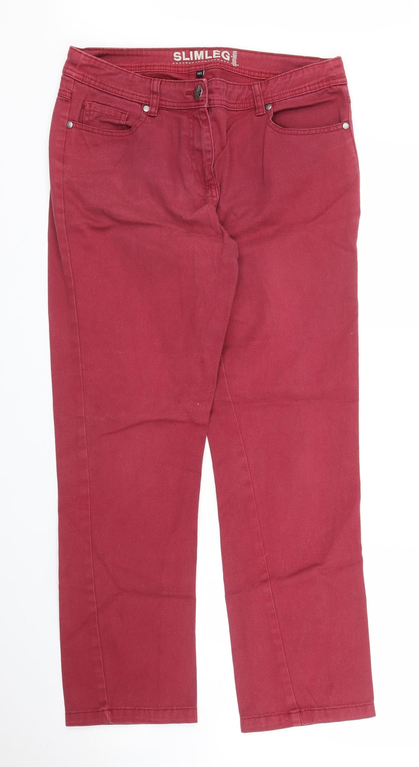 Womens UK Size 10 Debenhams Slim Fit Chino Purple Trousers