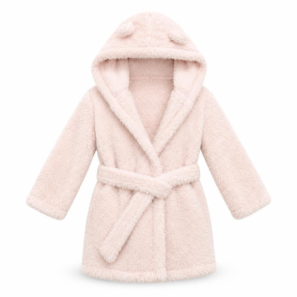 Front view of La Redoute girls’ pink solid fleece gown, size 4, years