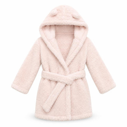 Front view of La Redoute girls’ pink solid fleece gown, size 4, years