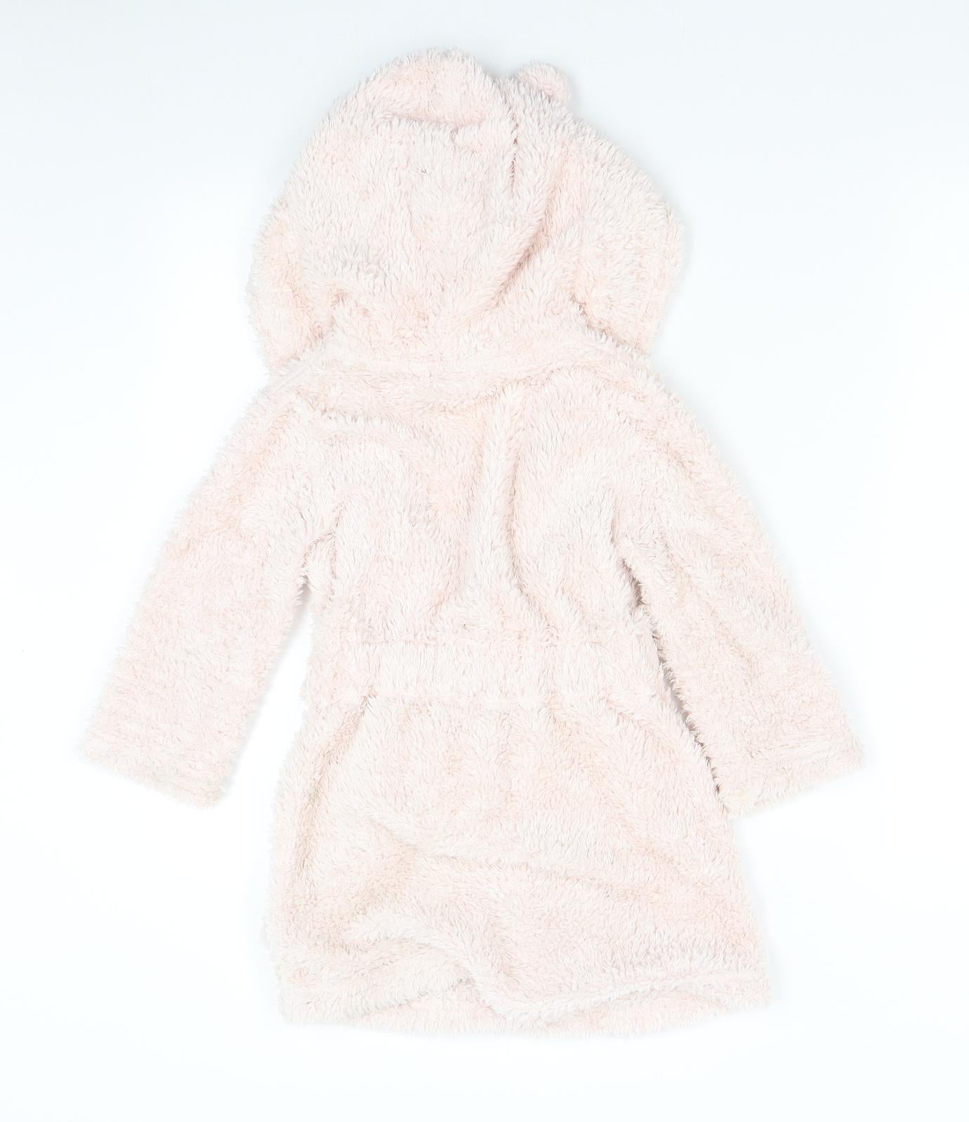 La Redoute Girls Pink Solid Fleece  Gown Size 4 Years