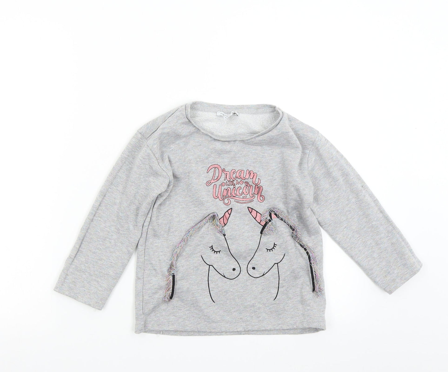 Primark Girls Grey   Pullover Sweatshirt Size 6-7 Years  - Unicorn
