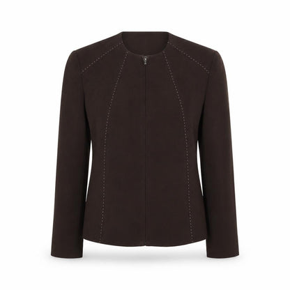 Front view of Draper's & Damon's women’s brown jacket suit jacket, size S